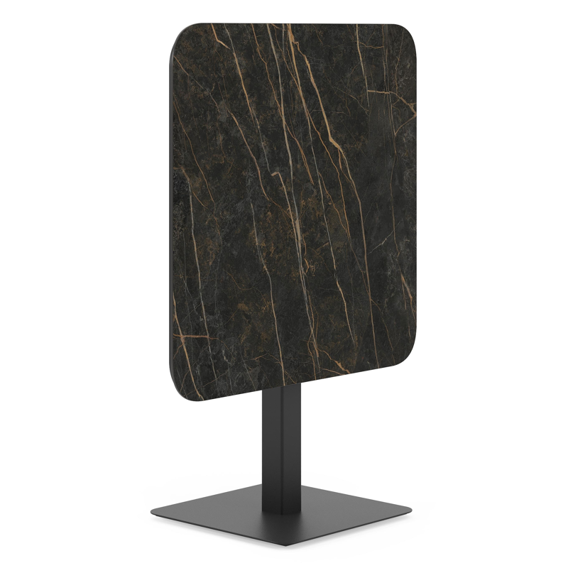 Fano kantelbare tuintafel vierkant afgerond in zwart aluminium en volkeramiek black obsession - L 80 x B 80 x H 72.5 cm