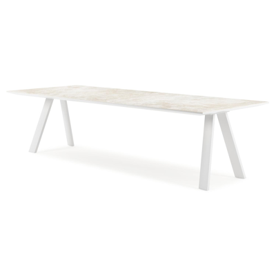 Cesano tuintafel rechthoekig in wit aluminium en volkeramiek Rapolano L 280 x B 110 cm