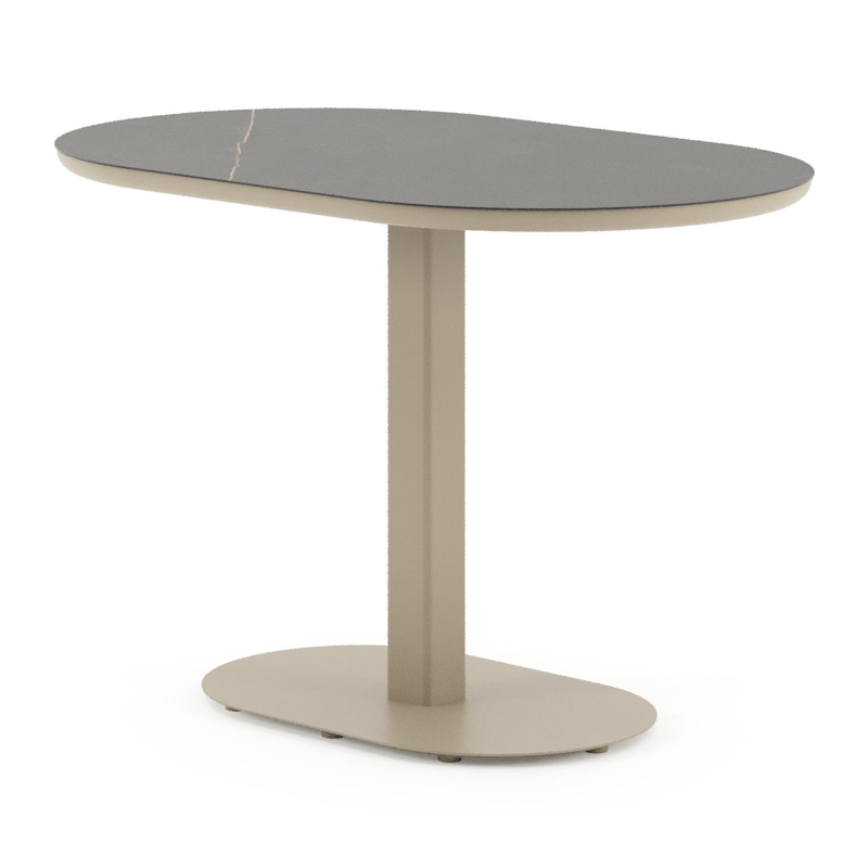 Teramo kantelbare tuintafel bombo in beige aluminium en volkeramiek Calatorao - L 110 x B 70 x H 74 cm