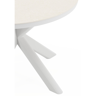 Pamplona tuintafel rond in wit aluminium en sintered stone Crema minerale - Dia. 105 x H 72 cm