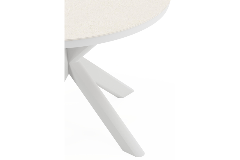 Pamplona tuintafel rond in wit aluminium en sintered stone Crema minerale - Dia. 105 x H 72 cm