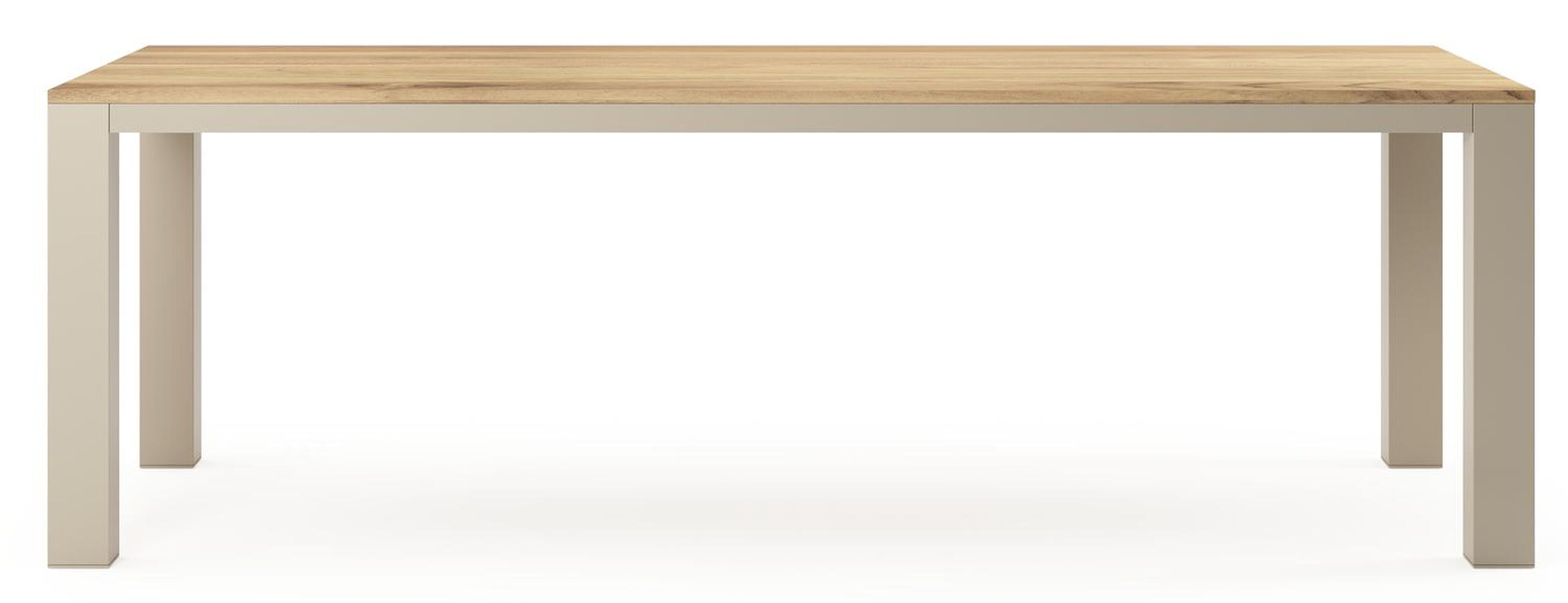 Table de jardin Nano rectangulaire en aluminium beige et teck Lg. 240 x Lrg. 100 x Haut. 750 cm