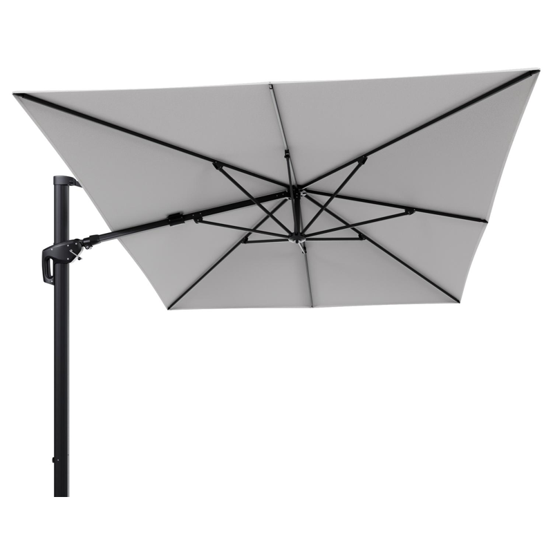 Parasol pendant Minore avec fonction tilt en aluminium noir et toile de parasol en All Weather Solica Soul Optik - Lg.1 400 x Lg.2 300 cm (sans pied de parasol)