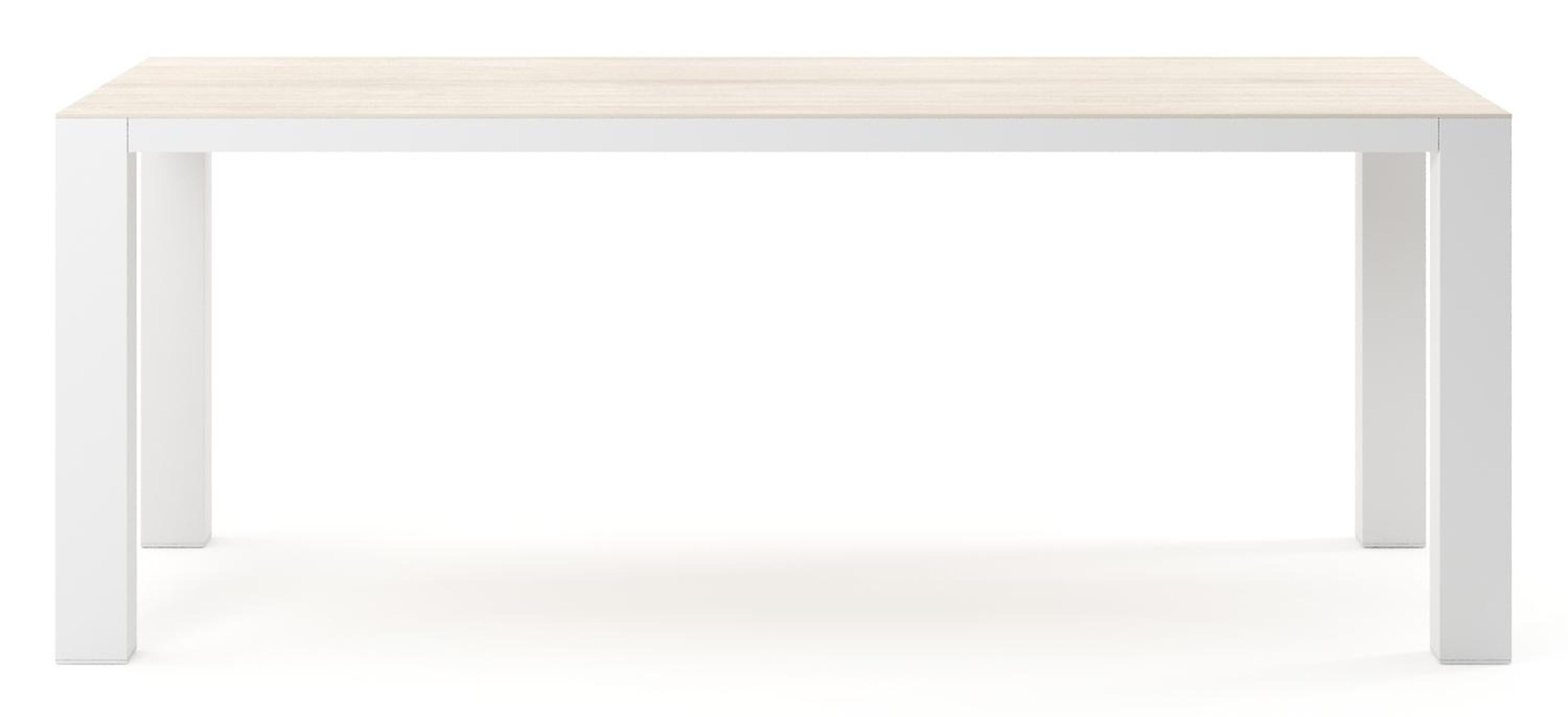 Table de jardin Nano rectangulaire en aluminium blanc et céramique pleine Travertino Bianco - Lg. 200 x Lrg. 100 x Haut. 76 cm