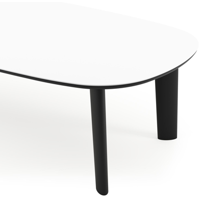 Amico tuintafel bombo in zwart aluminium en volkeramiek Arctic White - L 270 x B 125 x H 73.5 cm