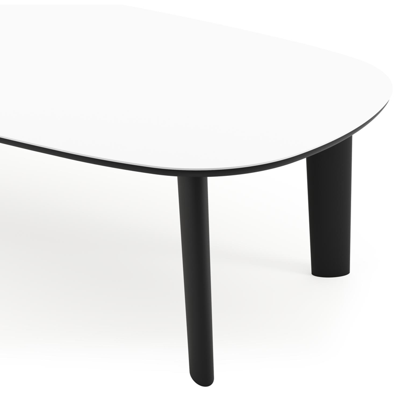 Amico tuintafel bombo in zwart aluminium en volkeramiek Arctic White - L 270 x B 125 x H 73.5 cm