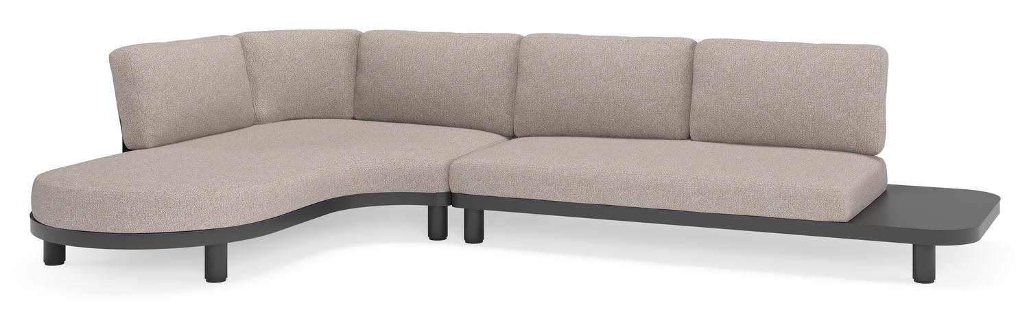 Donato loungehoek in zwart aluminium met all weather sunbrella® luxe Tundra Charcoal kussen