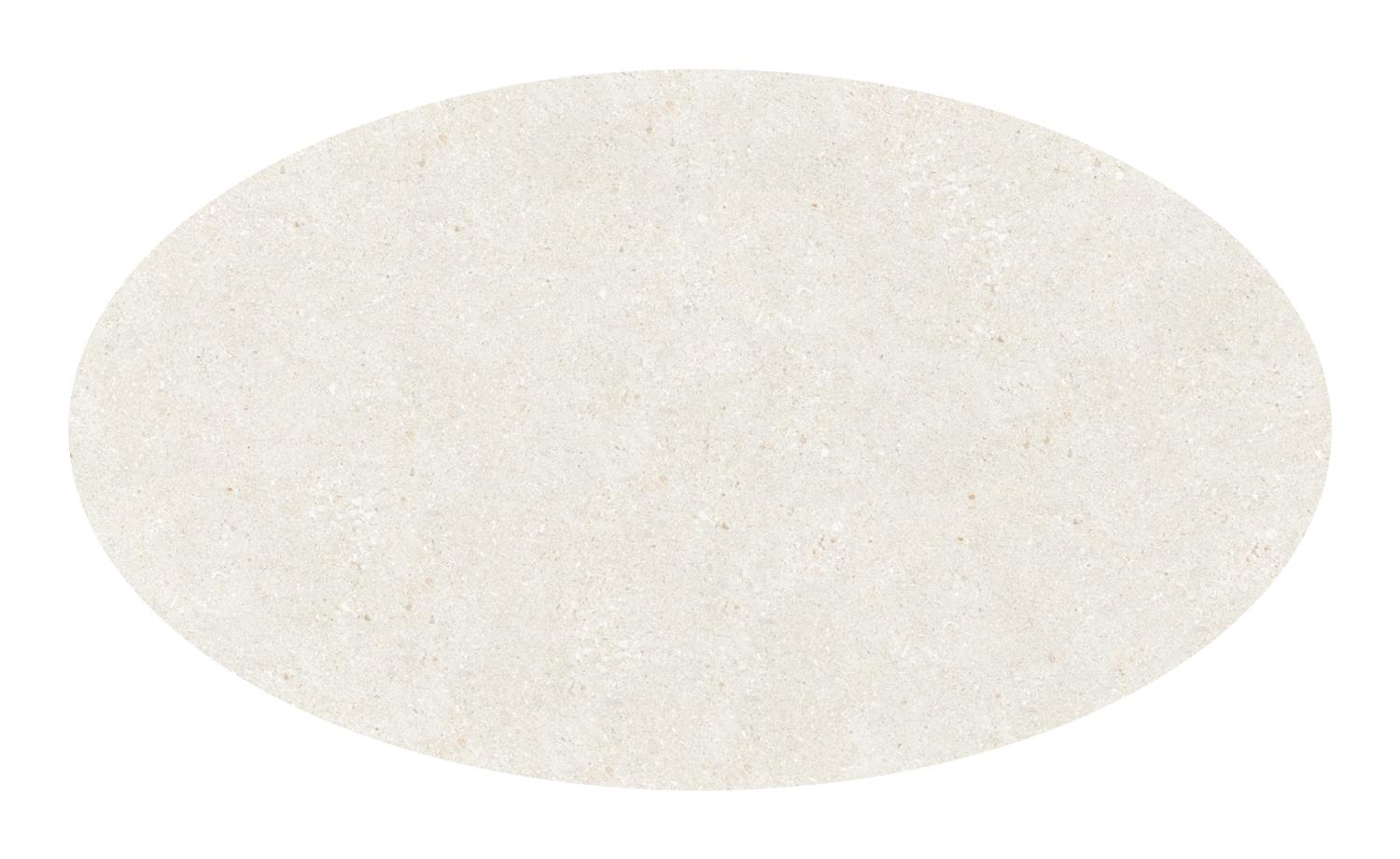 Table de jardin Fano oval en aluminium blanc et céramique pleine Shilin - Lg. 140 x Lrg. 80 x Haut. 74.5 cm