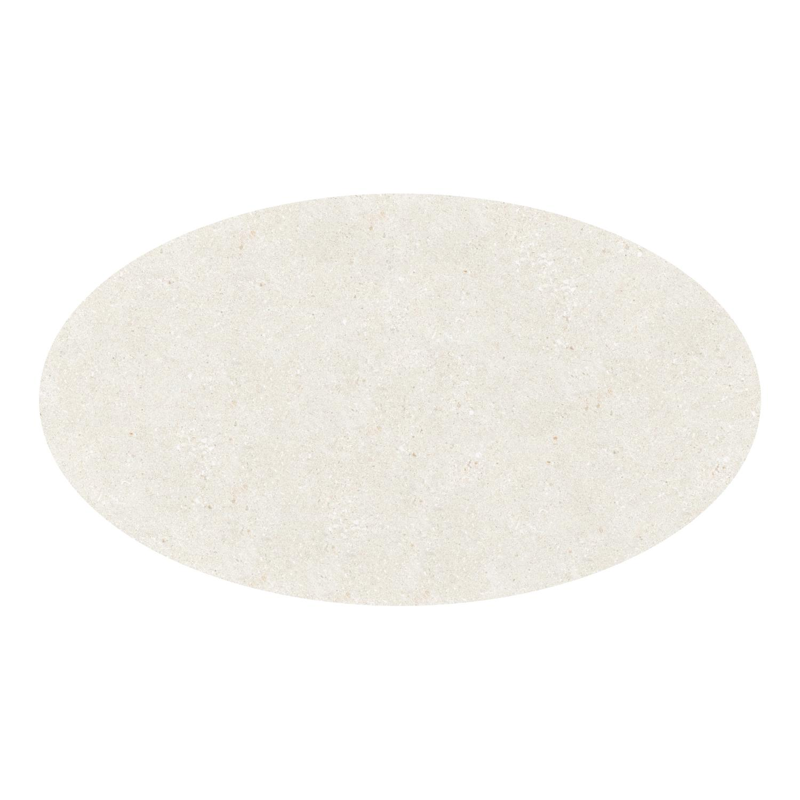 Table de jardin Fano oval en aluminium blanc et céramique pleine Shilin - Lg. 140 x Lrg. 80 x Haut. 74.5 cm