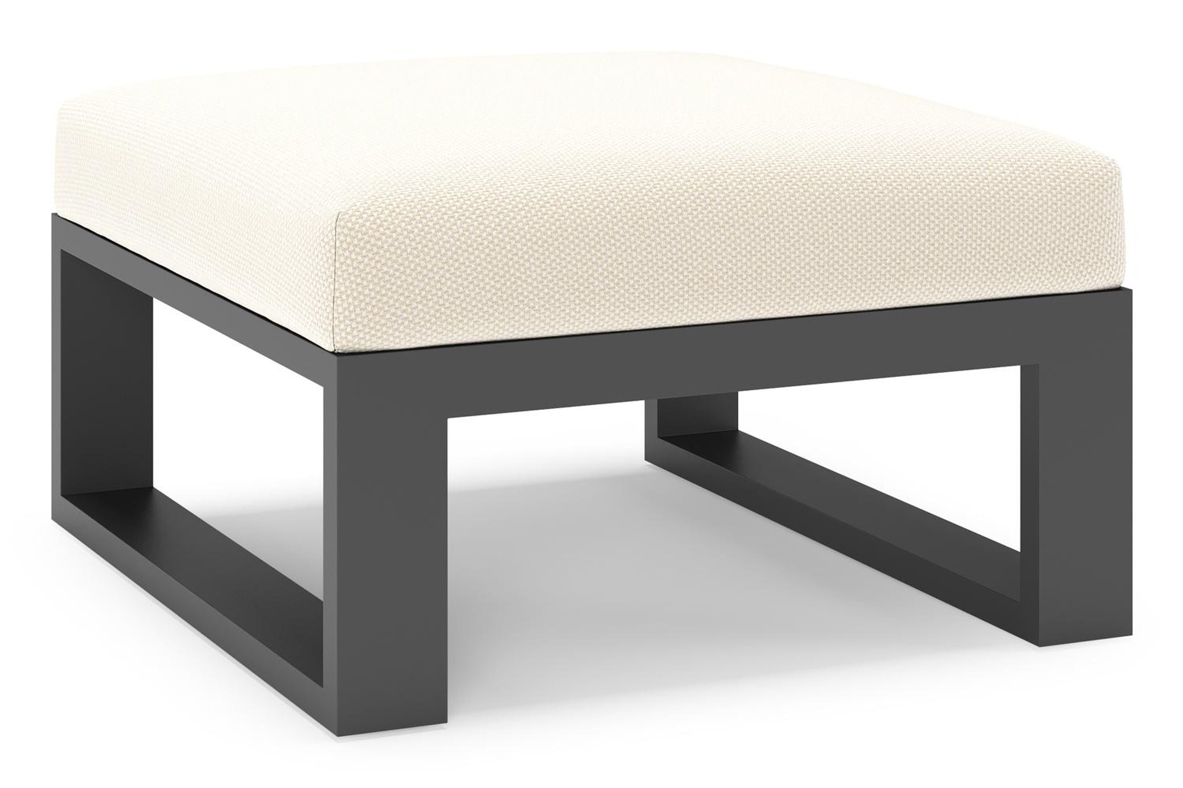 Verato poef in zwart aluminium met althea off white all weather cosytica kussen