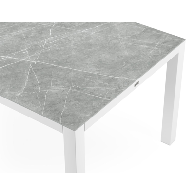 Como tuintafel in wit aluminium en volkeramiek zaha stone - L 240 x B 100 x H 76 cm