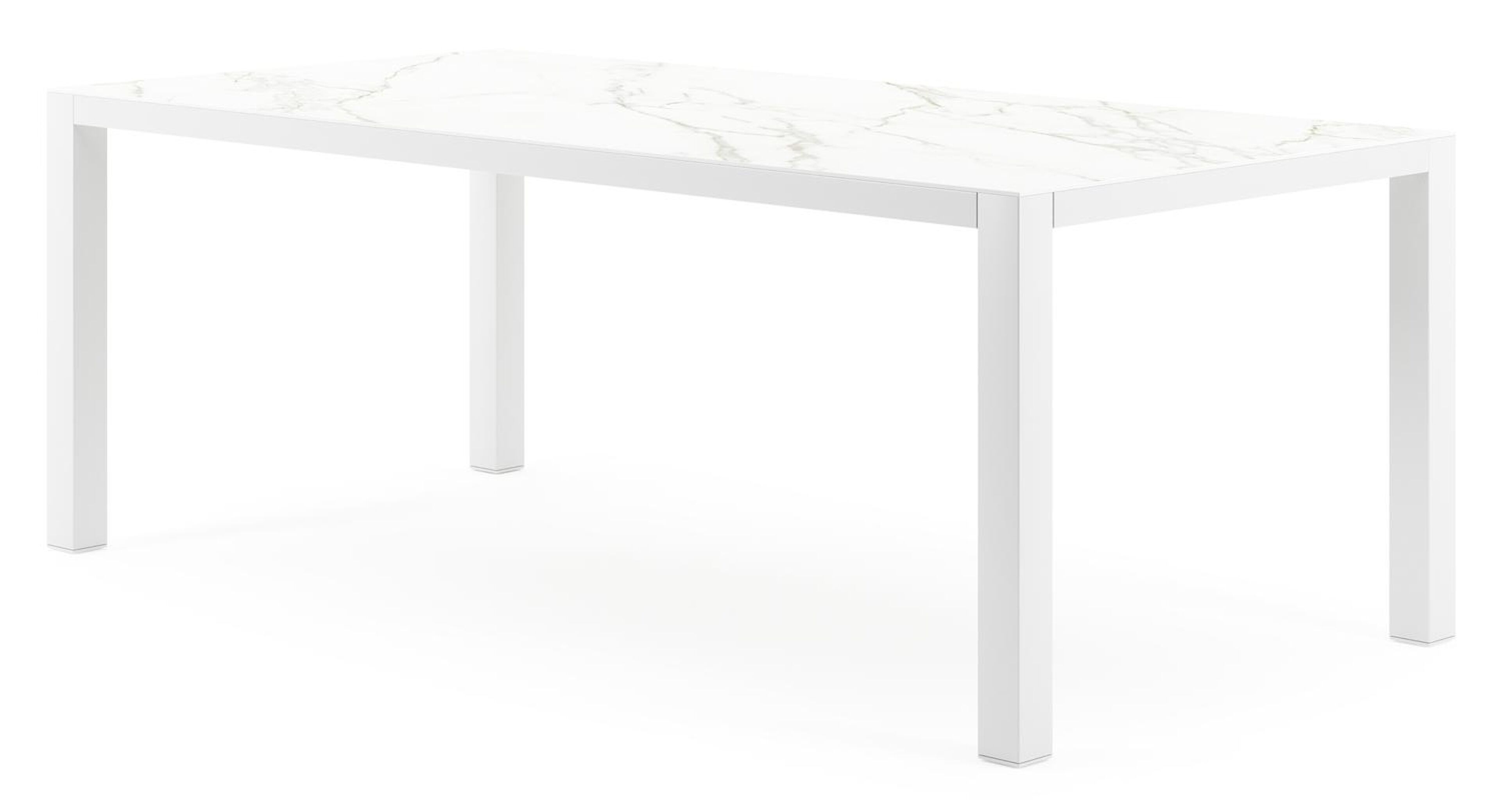Como tuintafel in wit aluminium en volkeramiek calacatta - L 200 x B 100 x H 75 cm
