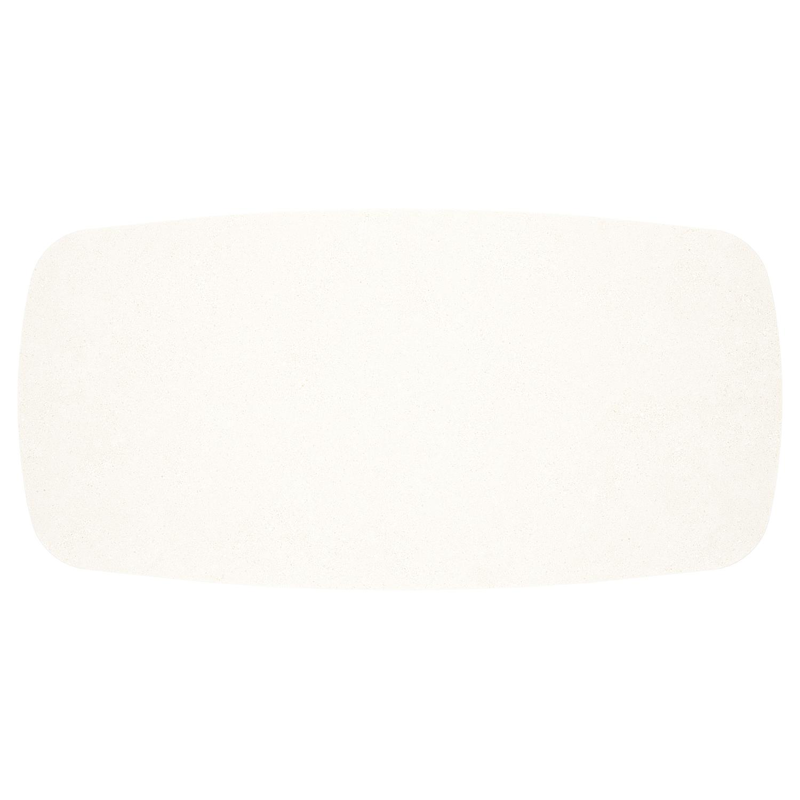 Tarsia tuintafel bootvorm in zwart aluminium en Crema Minerale sintered stone - L 90 x B 180 x H 74.5 cm