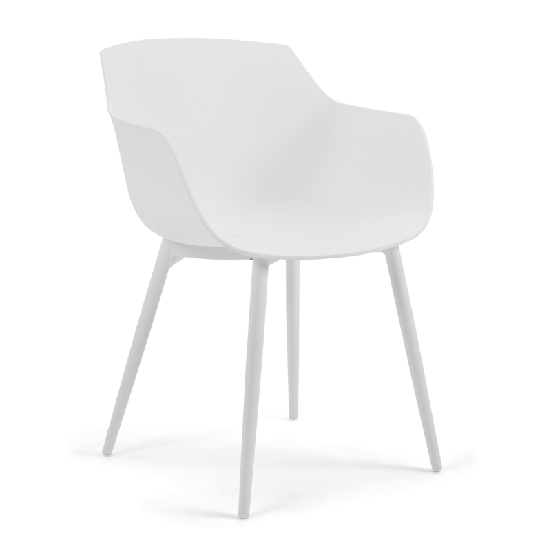 Alora tuinset in wit aluminium en polywood tafelblad met 6 Paco tuinstoelen