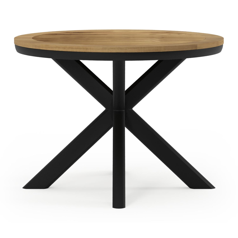 Pamplona tuintafel in zwart aluminium en teak - Dia. 105 x H 72 cm