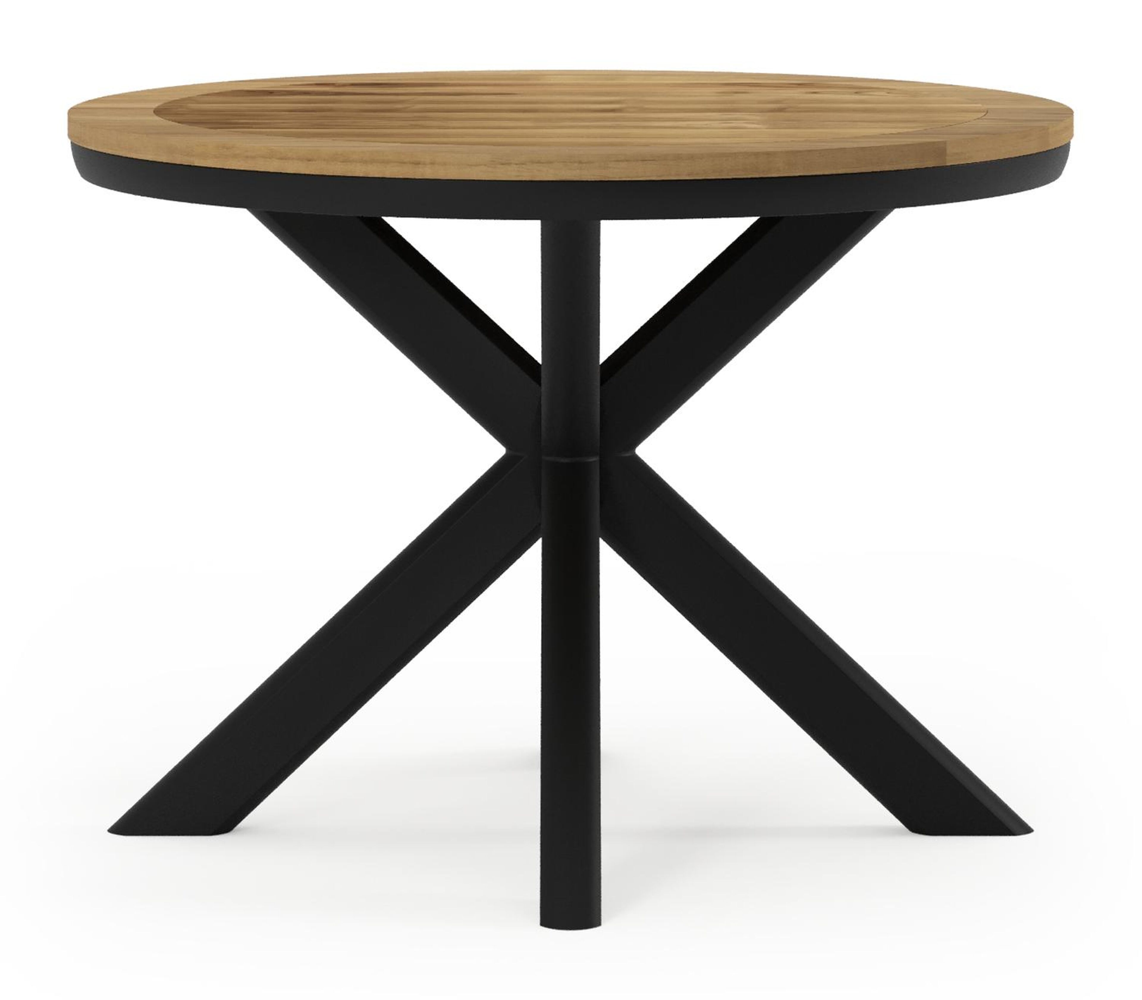 Pamplona tuintafel in zwart aluminium en teak - Dia. 105 x H 72 cm