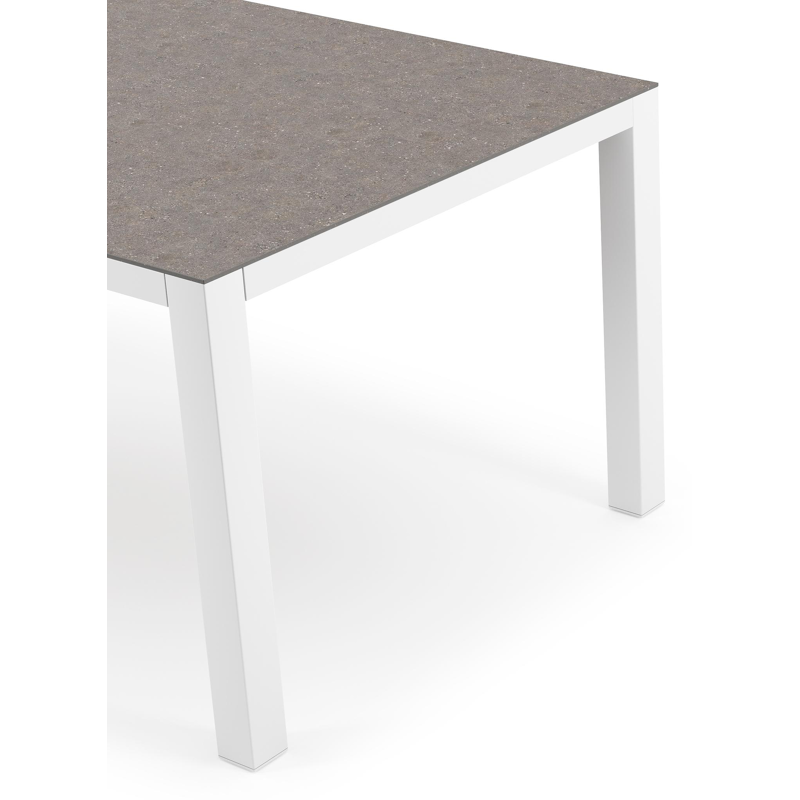 Como tuintafel rechthoekig in wit aluminium en volkeramiek Wulong - L 160 x B 100 x H 75 cm