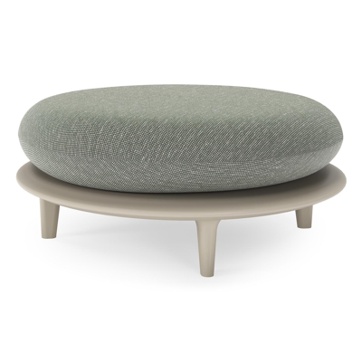 Bomero poef in beige aluminium met slow fern all weather sunbrella® luxe kussen