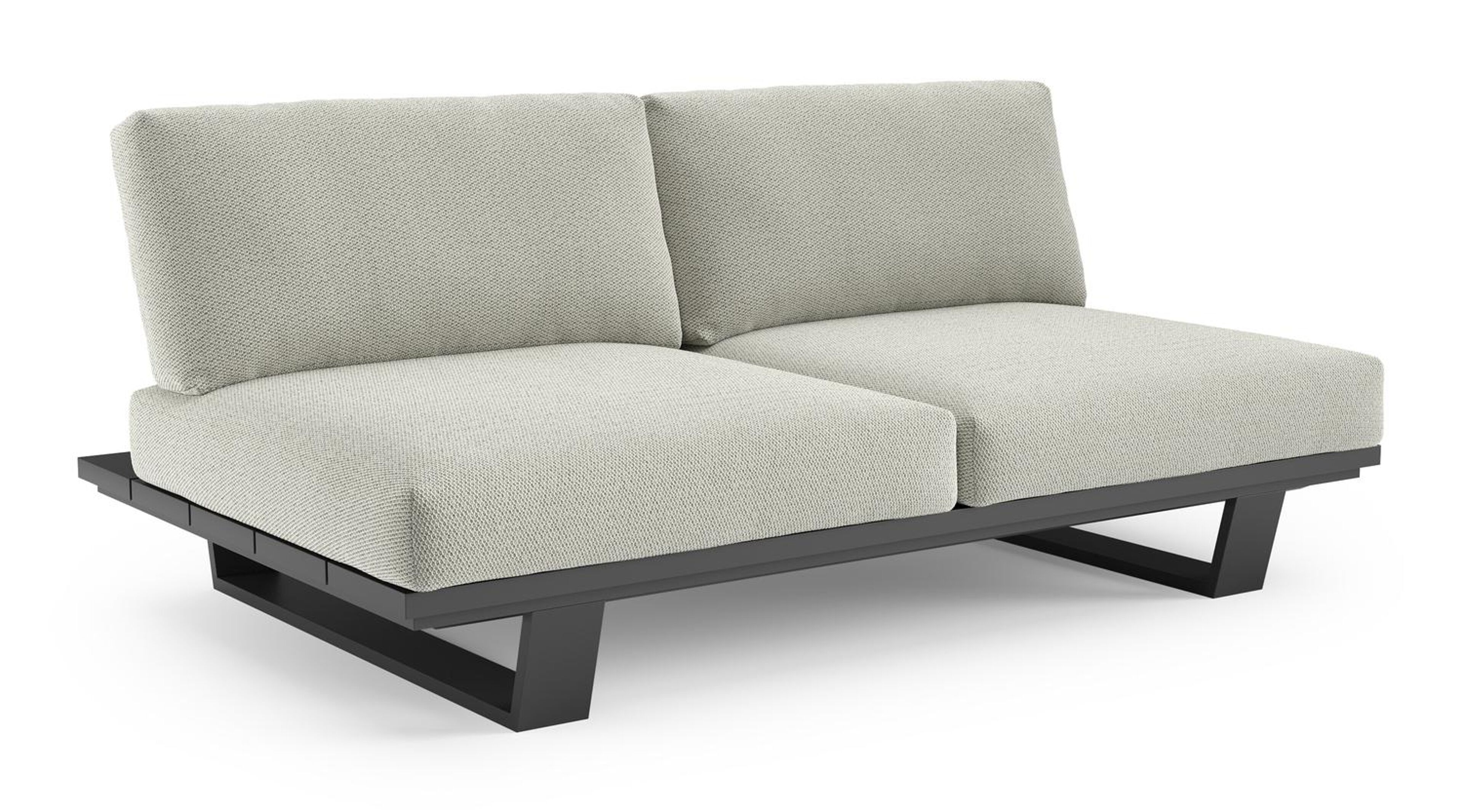 Pagino loungebank in zwart aluminium met lopi bud all weather sunbrella® luxe kussen