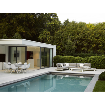 Cesano tuintafel in wit aluminium en volkeramiek aspen grey - L 148 x B 148 x H 74,5 cm