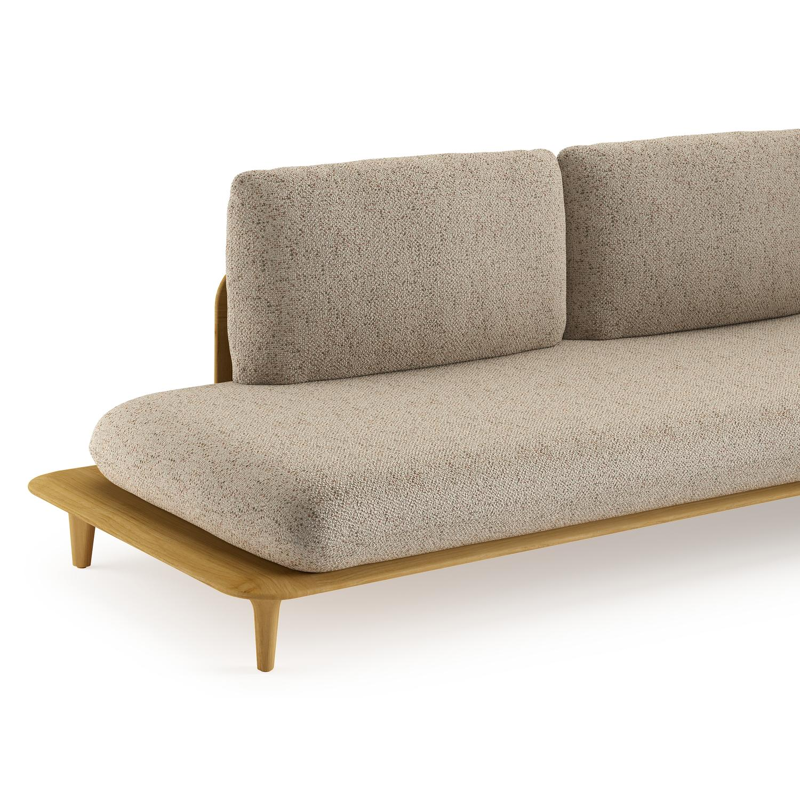 Bomero loungehoek in teak met bora jungle all weather cosytica kussen