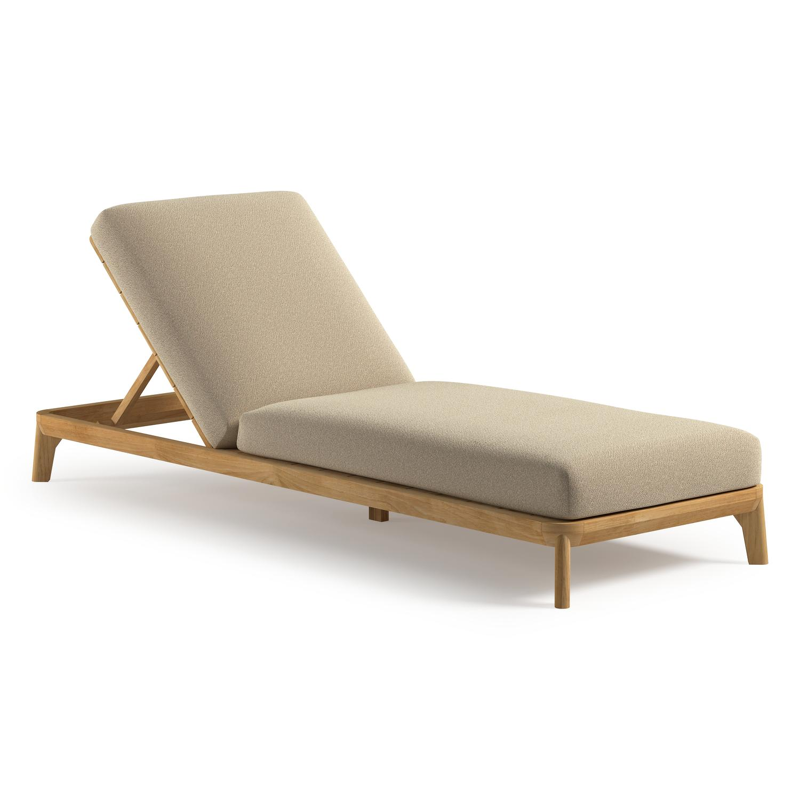 Orso verstelbaar ligbed in teak met soul papyrus all weather Solica kussen