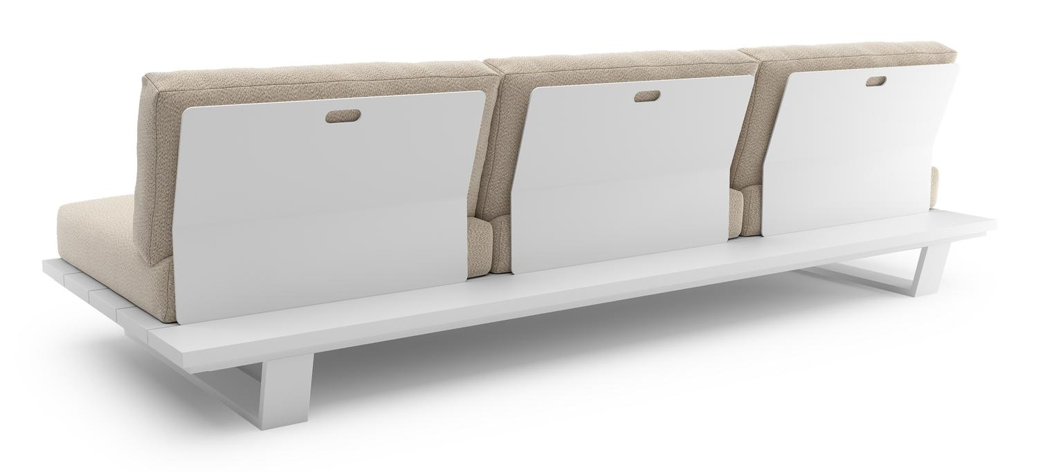 Pagino loungebank in wit aluminium met lopi sand all weather sunbrella® luxe kussen