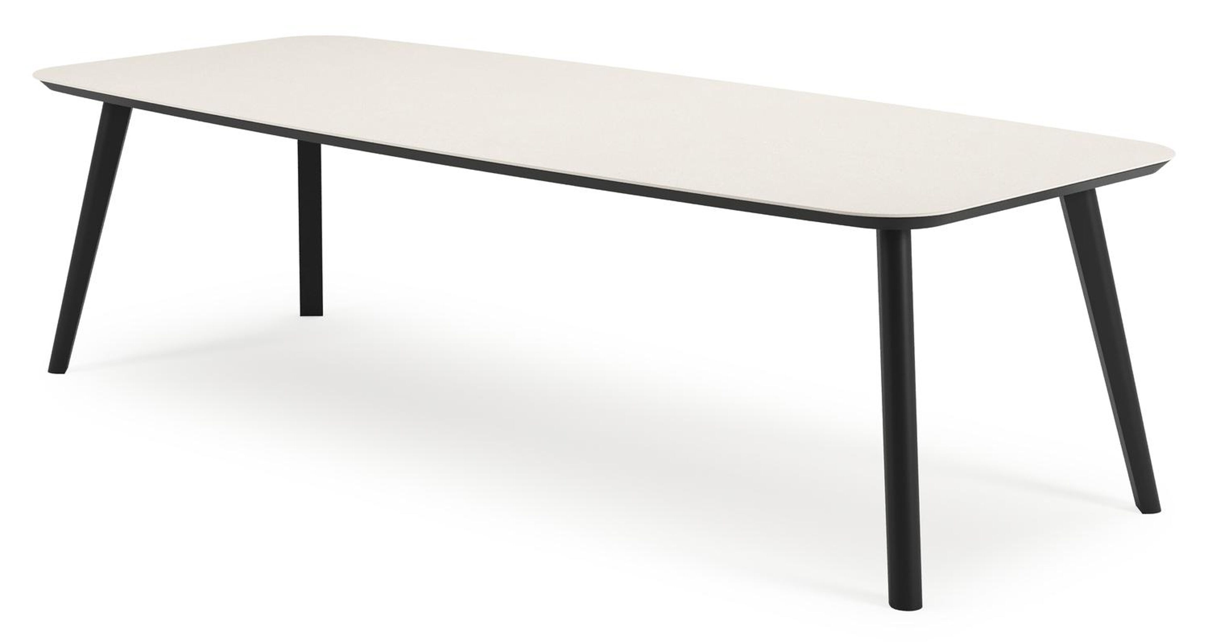 Ensemble de jardin Mosa en aluminium noir et sintered stone crema minerale avec 10 chaises de jardin Gerona