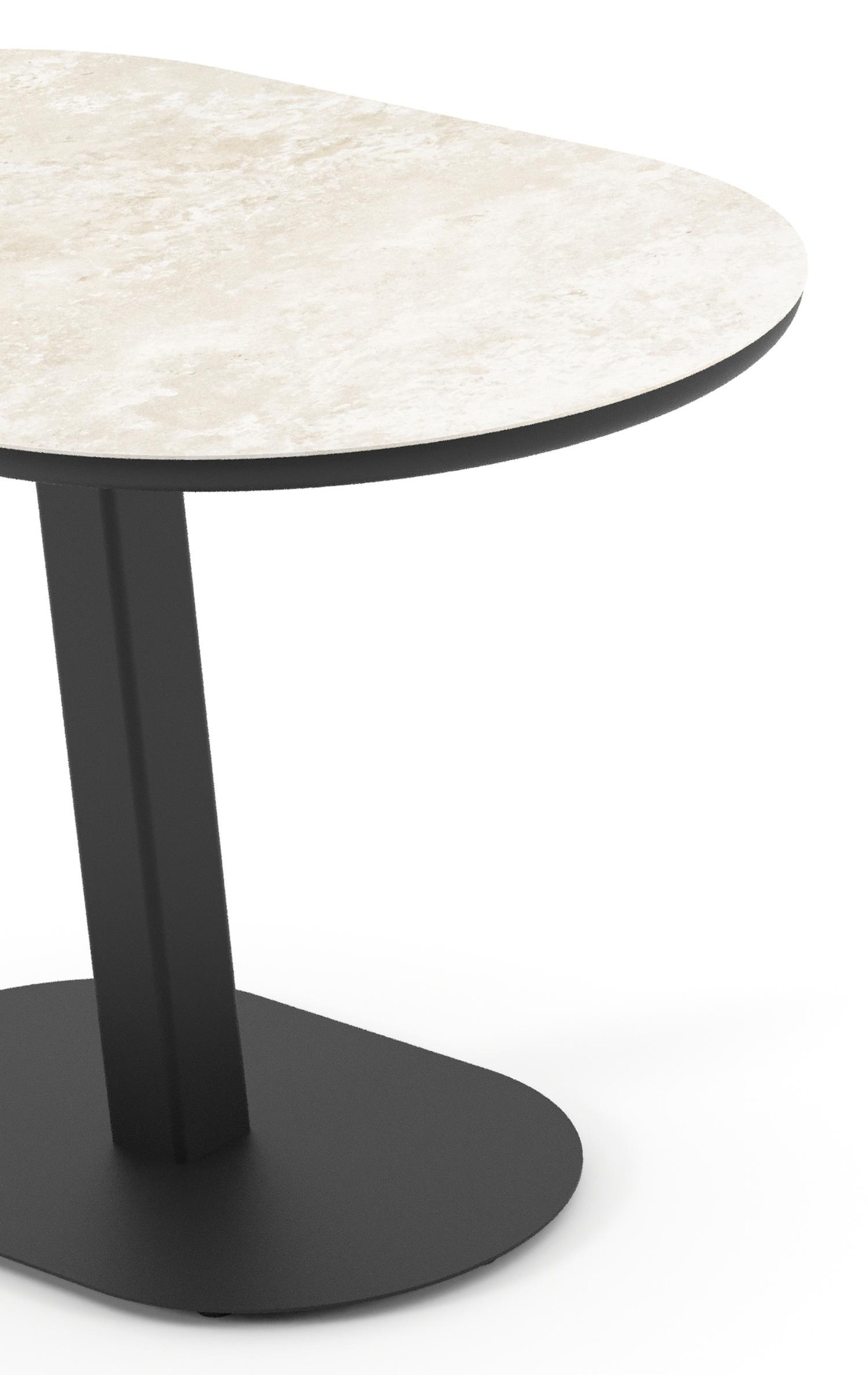 Table de jardin Teramo inclinable bombo en aluminium noir et céramique pleine Rapolano - Lg. 110 x Lrg. 70 x Haut. 74 cm