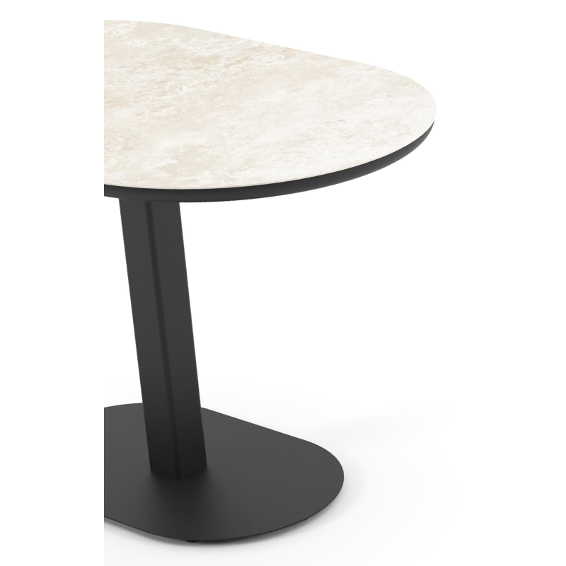 Table de jardin Teramo inclinable bombo en aluminium noir et céramique pleine Rapolano - Lg. 110 x Lrg. 70 x Haut. 74 cm