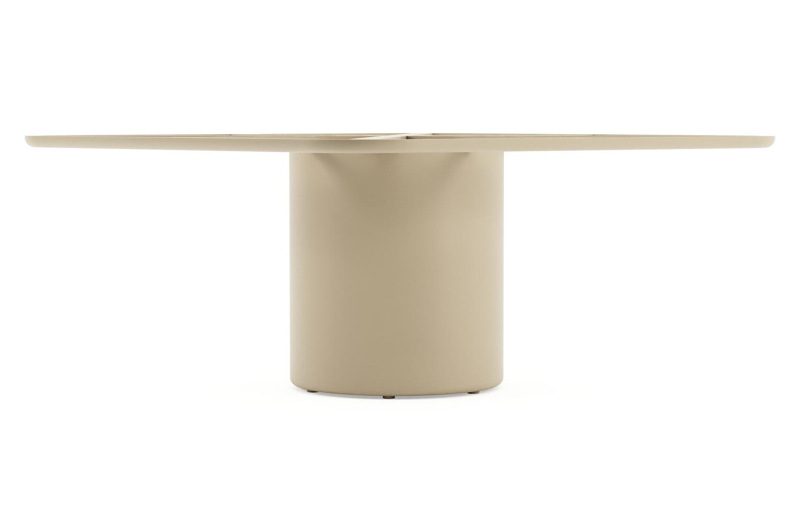 Amico low dining tuintafel afgerond vierkant in beige aluminium en volkeramiek Black Obsession - L 148 x B 148 x H 61 cm