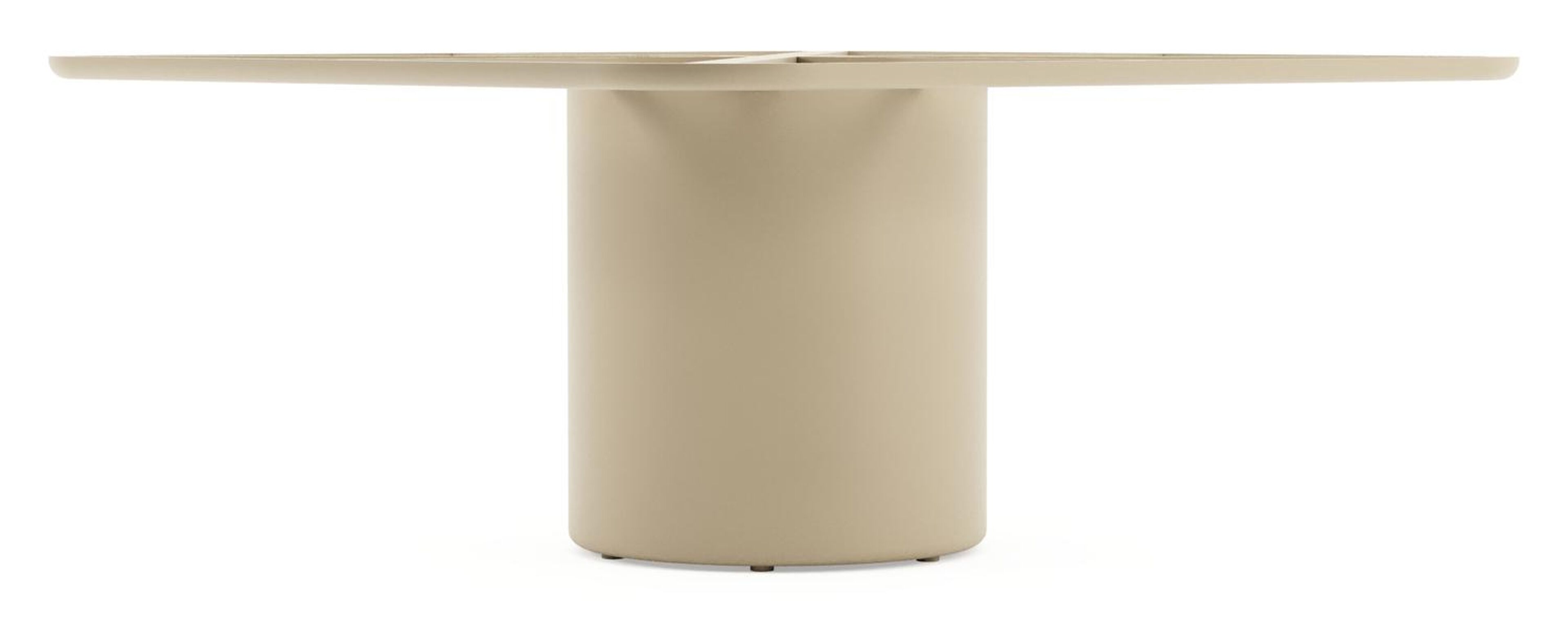 Amico low dining tuintafel afgerond vierkant in beige aluminium en volkeramiek Shilin - L 148 x B 148 x H 61 cm