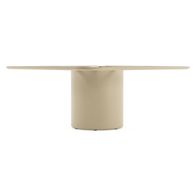 Amico low dining tuintafel afgerond vierkant in beige aluminium en volkeramiek Black Obsession - L 148 x B 148 x H 61 cm