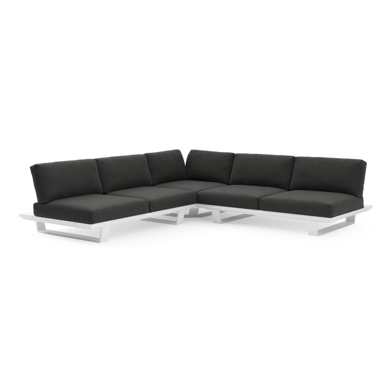 Pagino loungehoek in wit aluminium met chartres sooty all weather sunbrella® luxe kussen