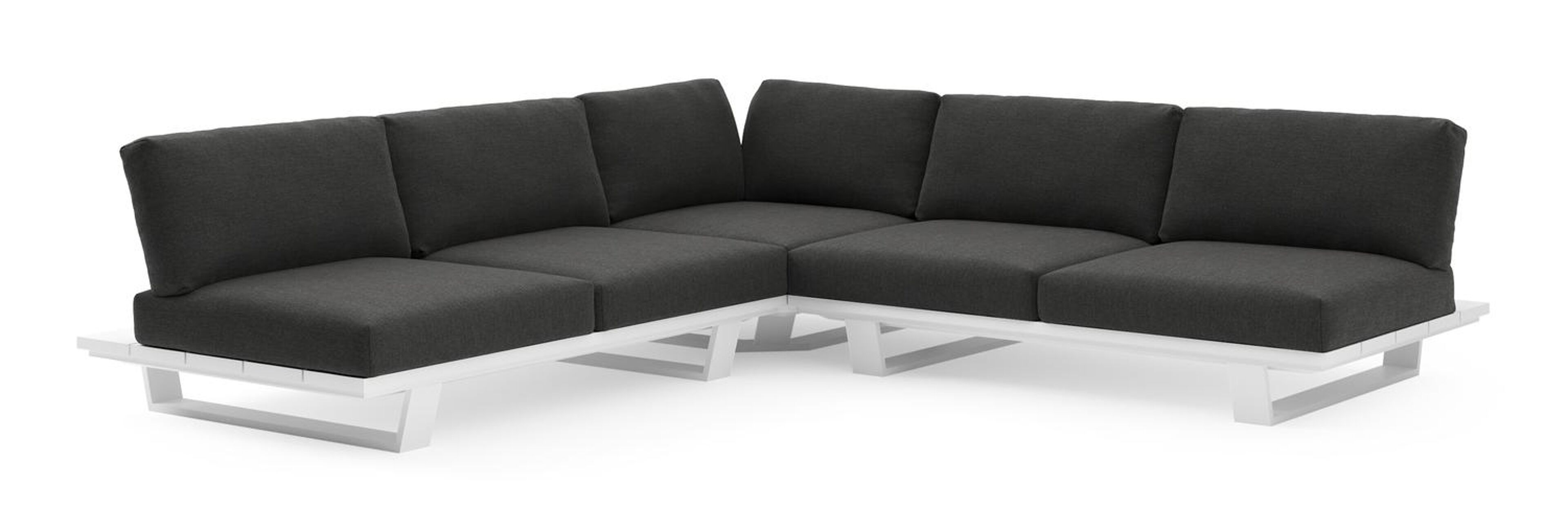 Pagino loungehoek in wit aluminium met chartres sooty all weather sunbrella® luxe kussen