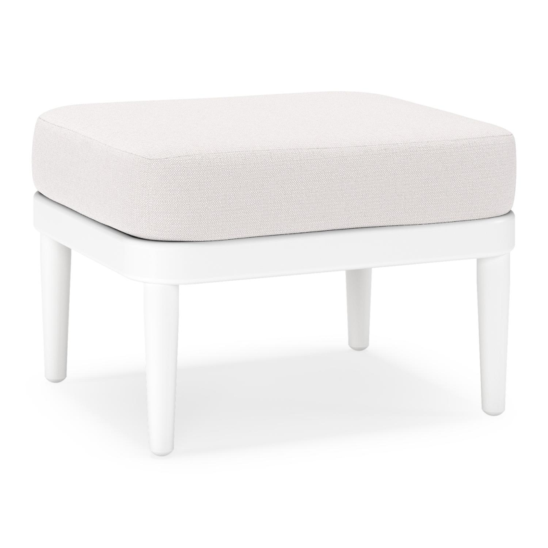 Pouf Orso en aluminium blanc et coussins en all weather sunbrella® luxe Savane Whisper