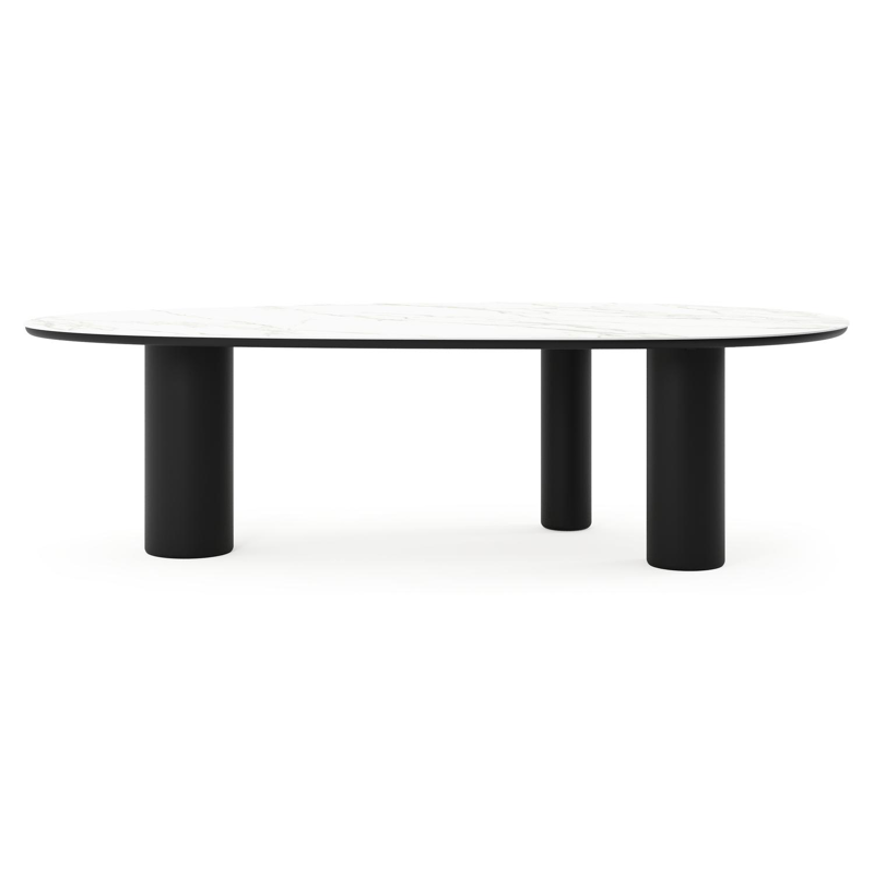 Amico tuintafel mango in zwart aluminium en volkeramiek Calacatta - L 260 x B 130 x H 74 cm