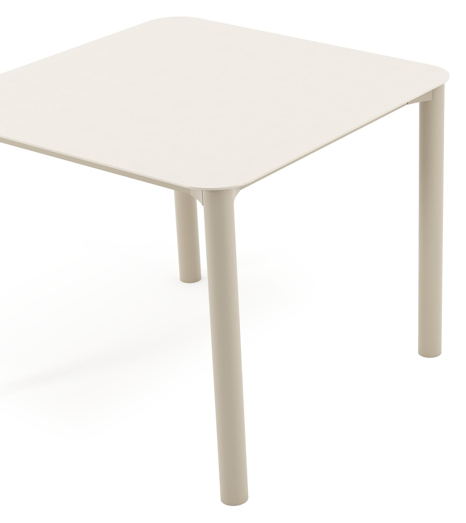 Orso tuintafel afgerond vierkant in beige aluminium en volkeramiek beige - L 90 x B 90 x H 75 cm