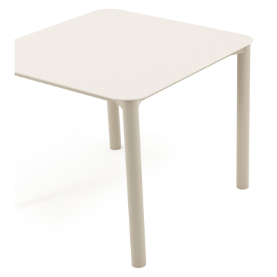 Orso tuintafel afgerond vierkant in beige aluminium en volkeramiek beige - L 90 x B 90 x H 75 cm