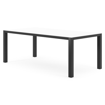 Como tuintafel in zwart aluminium en volkeramiek Arctic White - L 200 x B 100 x H 75 cm
