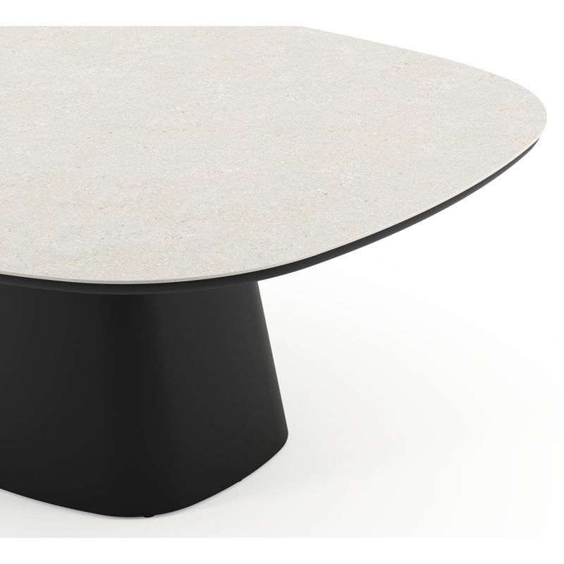 Amico tuintafel bombo xl in zwart aluminium en volkeramiek Shilin - L 210 x B 148 x H 73.5 cm