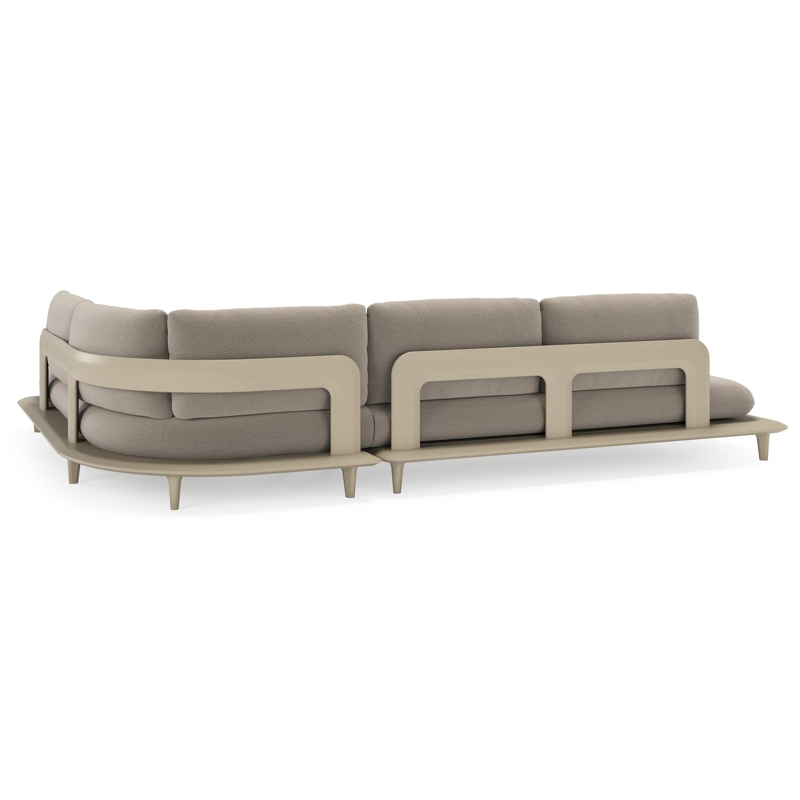 Bomero loungehoek in beige aluminium met savane coconut all weather sunbrella® luxe kussen