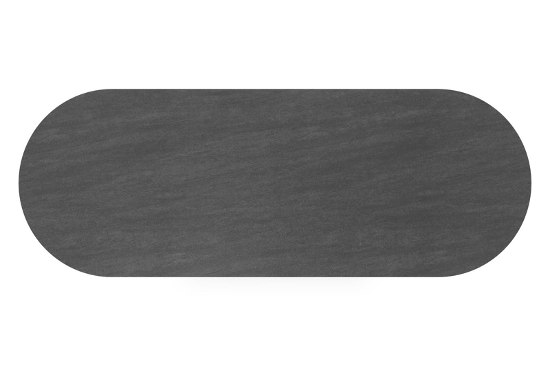 Organo tuintafel ovaal in zwart aluminium en volkeramiek  basalt black - L 300 x B 110 x H 74 cm
