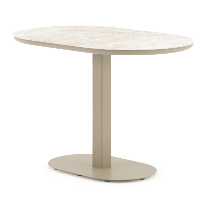 Table de jardin Teramo inclinable bombo en aluminium beige et céramique pleine Rapolano - Lg. 110 x Lrg. 70 x Haut. 74 cm