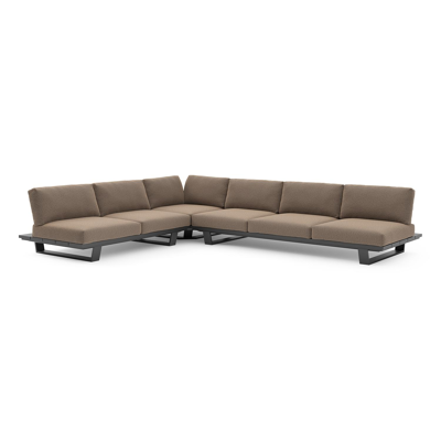 Pagino loungehoek in zwart aluminium met firenze bamboe all weather solica kussen