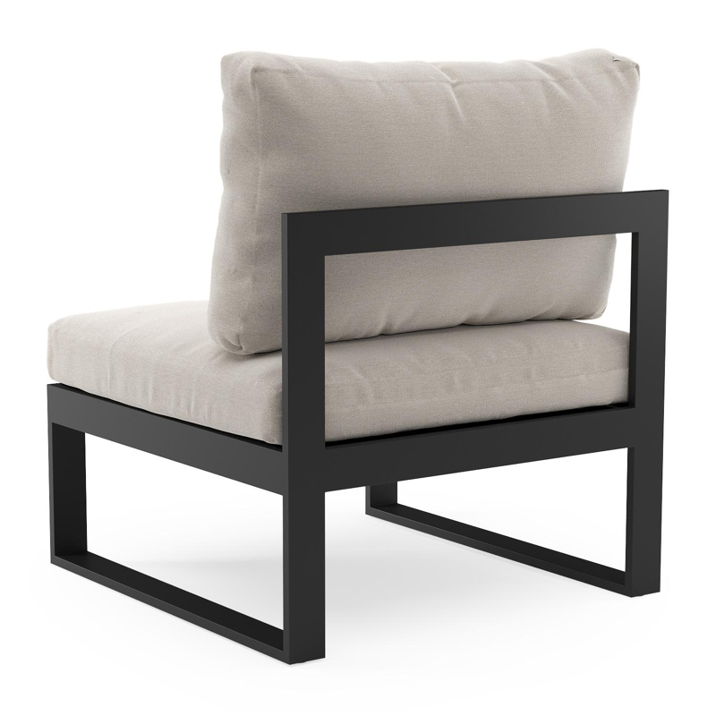 Set van 2 Caldela loungestoelen in zwart aluminium met beige weather+ softtouch kussens