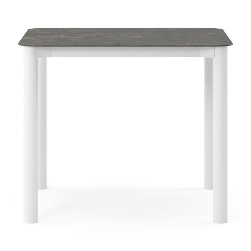 Orso tuintafel rechthoekig afgerond in wit aluminium en volkeramiek Black Obsession - L 90 x B 90 x H 74.5 cm