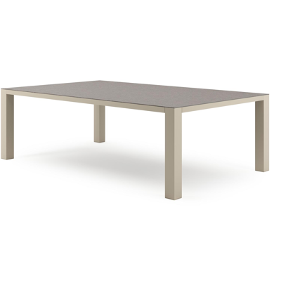 Nano XL tuintafel rechthoekig in beige aluminium en volkeramiek Wulong - L 240 x B 148 x H 75 cm