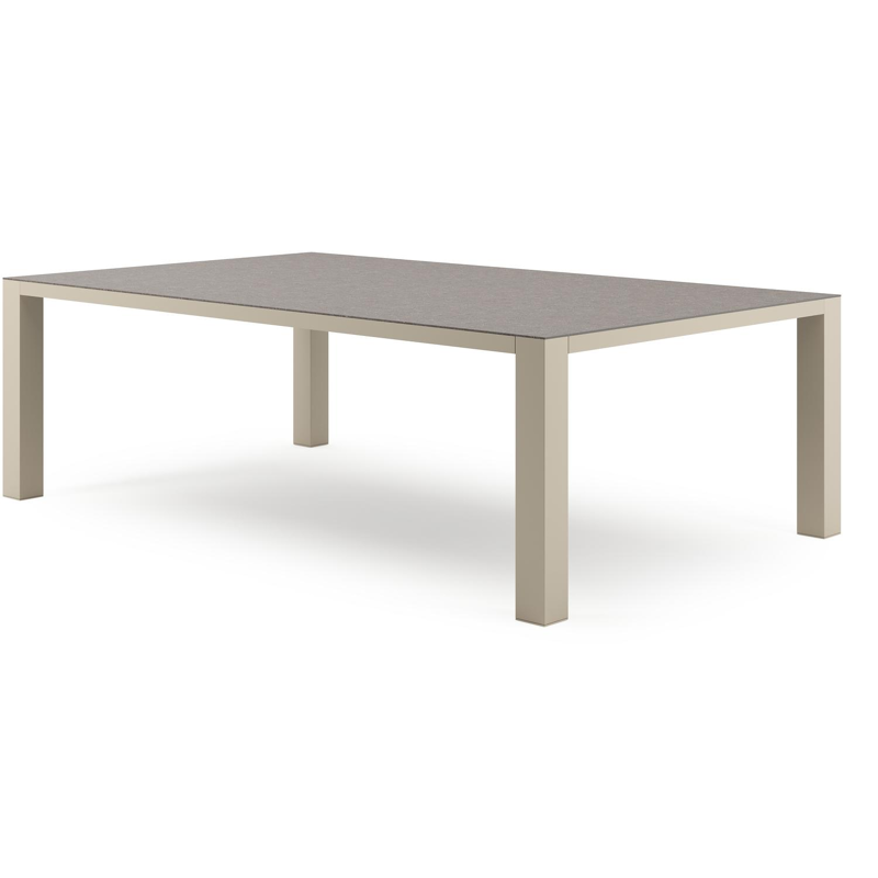 Table de jardin Nano XL rectangulaire en aluminium beige et céramique pleine Wulong - Lg. 240 x Lrg. 148 x Haut. 75 cm