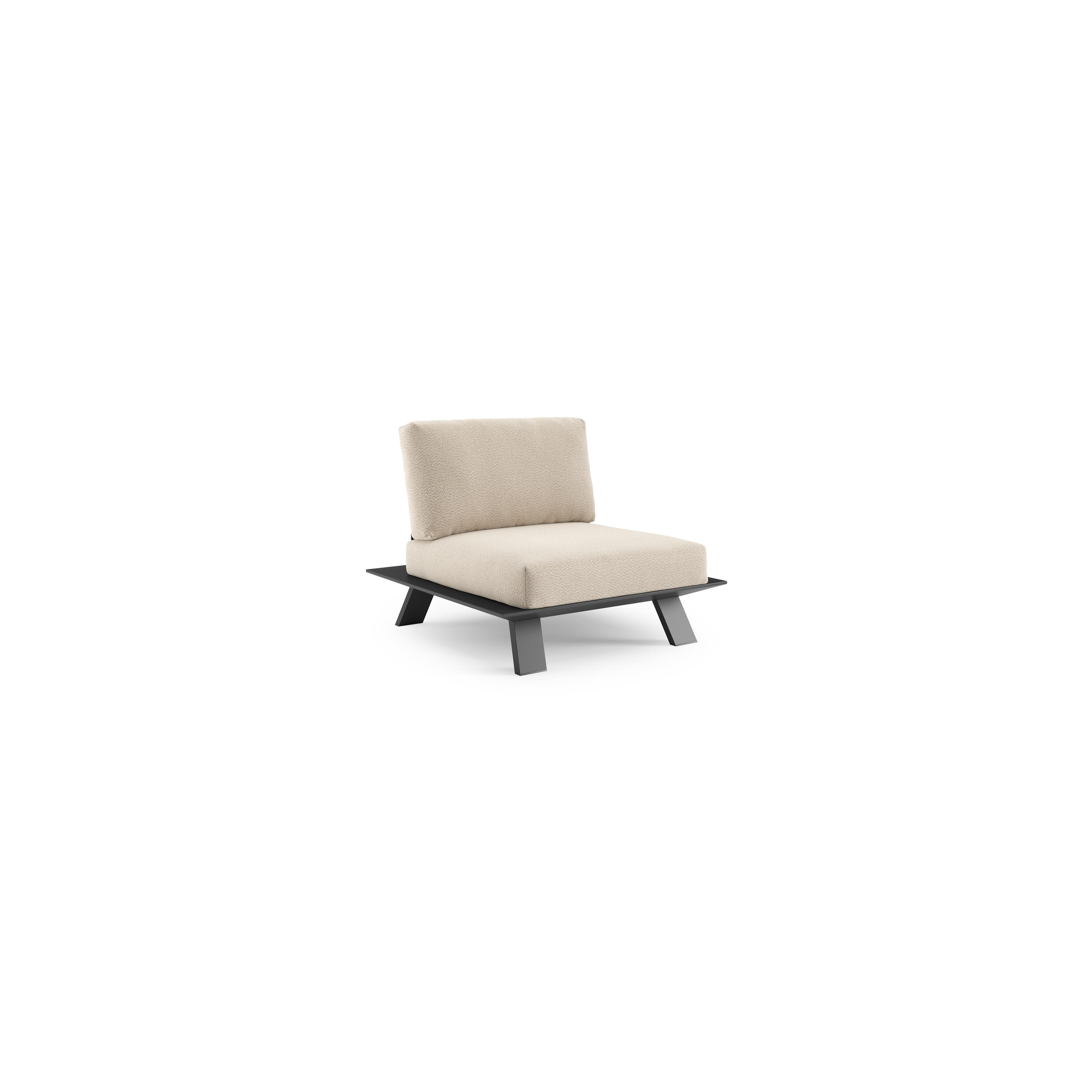 Fauteuil de jardin Cesano en aluminium noir et coussin en All Weather Sunbrella® luxe lopi sand